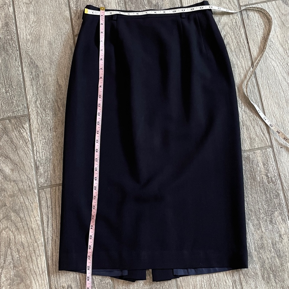 Vintage Austin Reed Worsted Wool Navy Pencil Skirt Lined Straight Office Size 8 - Picture 8 of 8